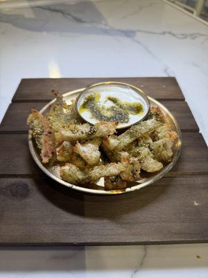 Pita bites with labane dip and zaatar to die for!