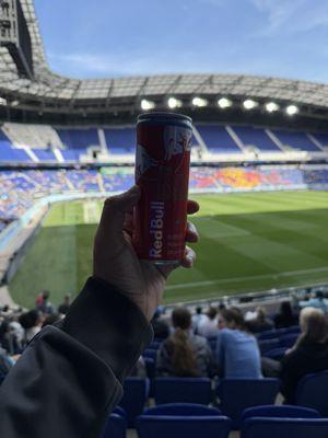 Drinking Red Bull in the former Red Bull Arena