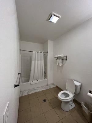 Restroom was dirty and looks like a outdated hospital