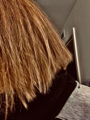 Side view uneven broken hair