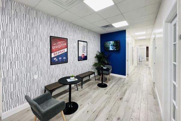 Our waiting area and private offices.