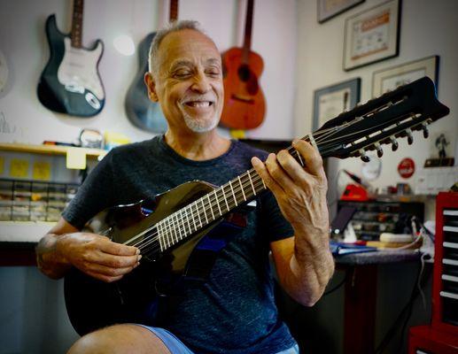 My favorite Boriqua brought me his Cuatro to install a Fishman Prefix pickup. He's very happy. Check out his band...Rhythm Tribe