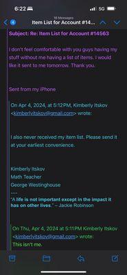 Me trying to explain to them they keep emailing the wrong person. (I never received a response which is why I had to drive down there).