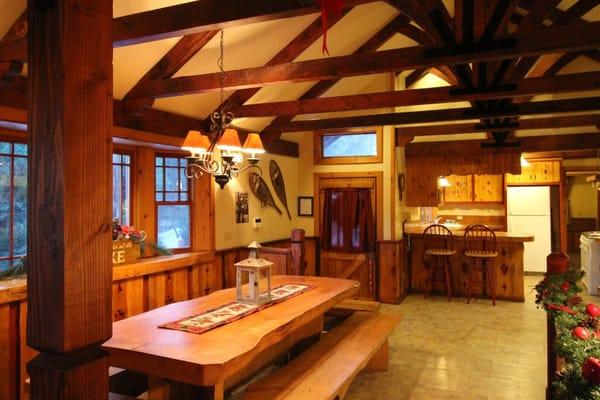 Alpine Lodge is an authentic mountain cabin with a large open great room, big enough for the whole family!