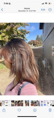 Side of head (multiple colors going on ) in day light after second session