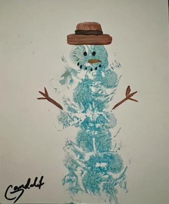 Paw print snowman