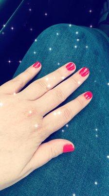Gel manicure was amazing! Love the coral color!!