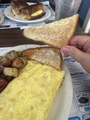 Garlic shaved steak omelet