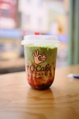 Strawberry matcha latte