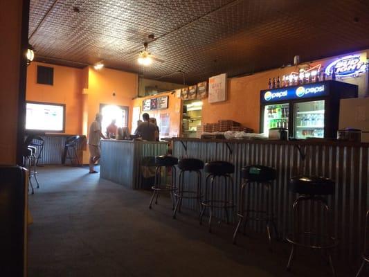 Front door, and counter.