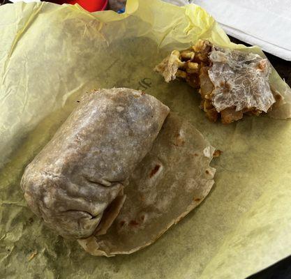 Carne asada with papas, eggs, and beans burrito!