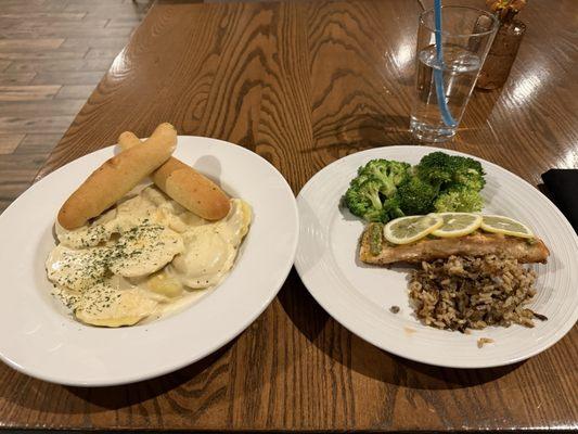 Mushroom Ravioli & Salmon