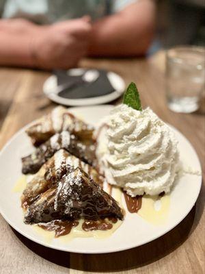 Chocolate and vanilla bread pudding