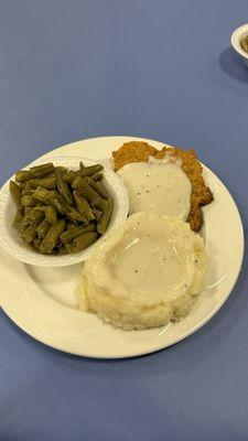 Country Fried Steak, Mashed Potatoes and Green beans