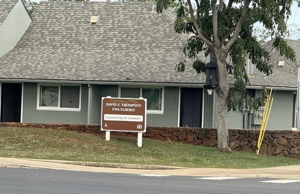 Sign for DE Thompson Elderly Village