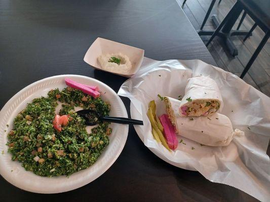 Tabula, chicken shawarma with garlic sauce. Excellent