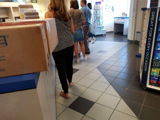 @post office, big line only one person working!.