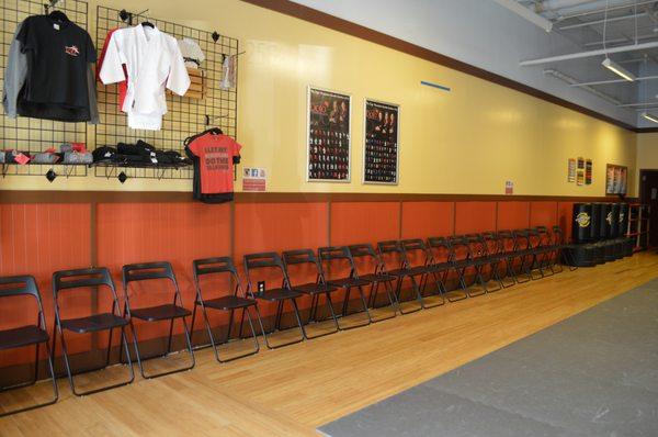 Seating available for parents, who are welcome to watch class!