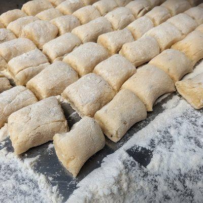 Hand-made gnocchi.
