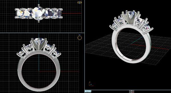 Computer design custom ring. Specifically made for customers diamonds.