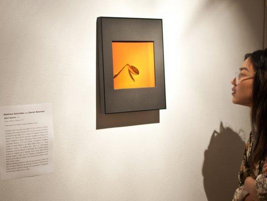 Bent Spoon, by Matthew Schreiber and Daniel Newman, 2015 reflection hologram in the exhibition 'Holograms!', 2016