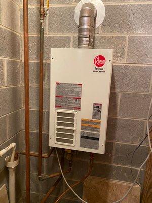 Tankless water heater installed.