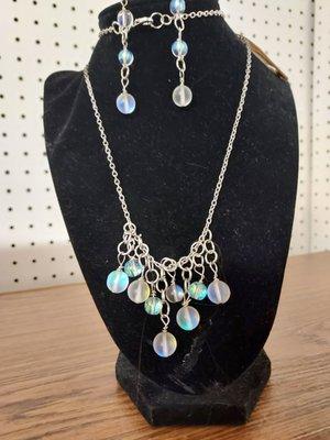 Crystal necklace and earrings