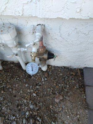 Old pressure reducing valve failed and needed to be replaced.