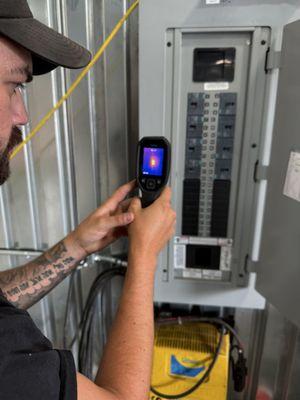 Infra red scanning on a panel