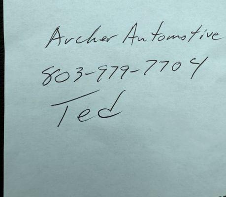 Correct number for Archer Automotive 5774 Charlotte Hwy, Lake Wylie, SC 29710