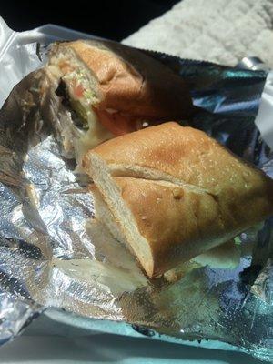 Toasted turkey half sub