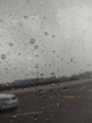 This picture is of my back window and the dirt blowed on to it by an employee. He also blasted me with dirt and debris from this blower twic
