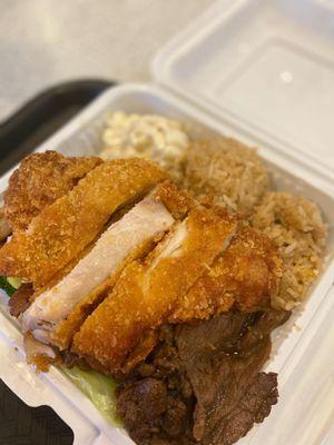 Bbq and Katsu mix with fried rice