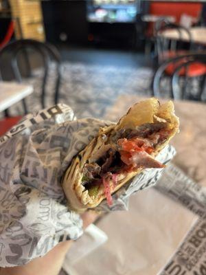Beef shawarma pita