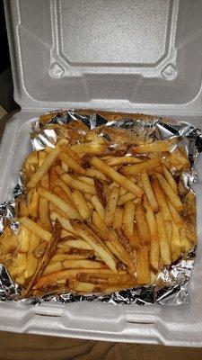 Greasy oil sheened fries from Clell's Bistro