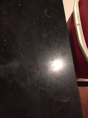 Condensation rings that wipe right off. There ware bugs in the tubs and my kids feet are black after taking a bath.