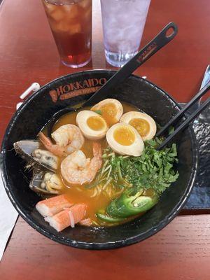 Tom Yum Seafood Ramen w 2 eggs