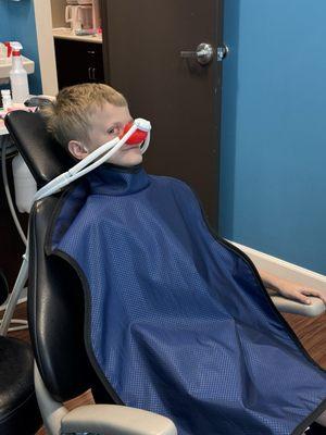 My son at the dentist