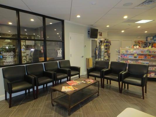 Our comfortable waiting lounge while your prescription is filled