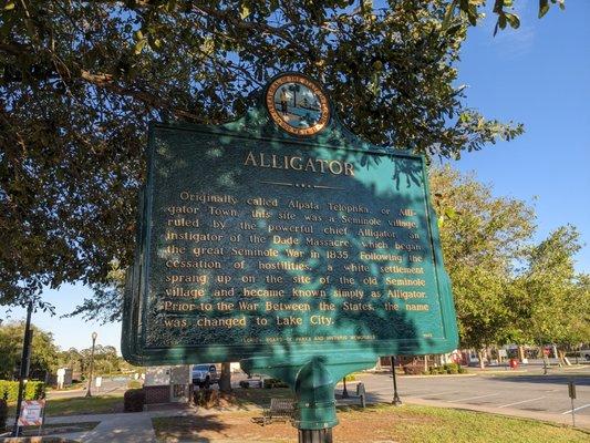 Alligator Historical Marker, Lake City
