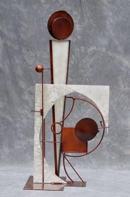 Steel and aluminum . People and sculpture interaction