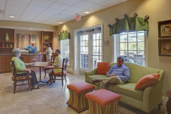 There are many places to connect with other residents, and to lounge.