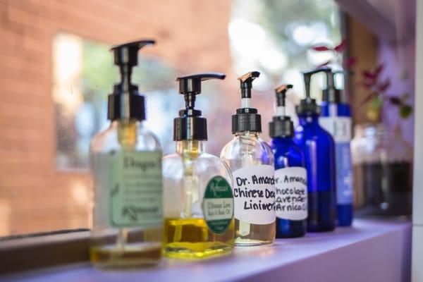 Dr. Amanda uses relaxing massage oils during her sessions, including a few of her own blends