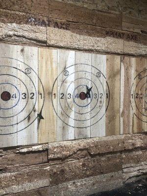 Birthday guy on the right(bull's eye), mine on the left.