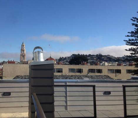 View of Dolores Basilica from shared rooftop deck
