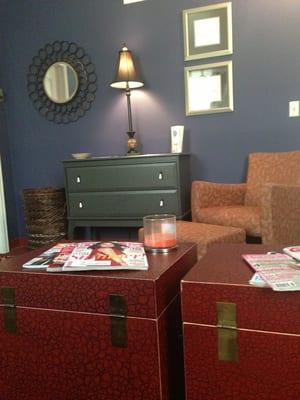 Upstairs, waxing and massage waiting area
