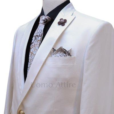 White double button custom 2 piece suit