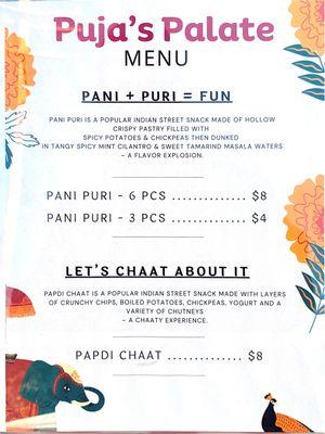 Indian Street Food - Summer Menu: Fresh Pani Puri and Papdi Chaat