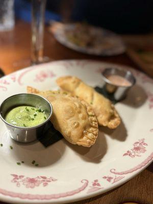 Beef empanadas Cubanas - both the roasted red pepper sour cream and the cilantro aioli were delicious!