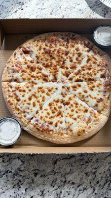 Cheese pizza with ranch